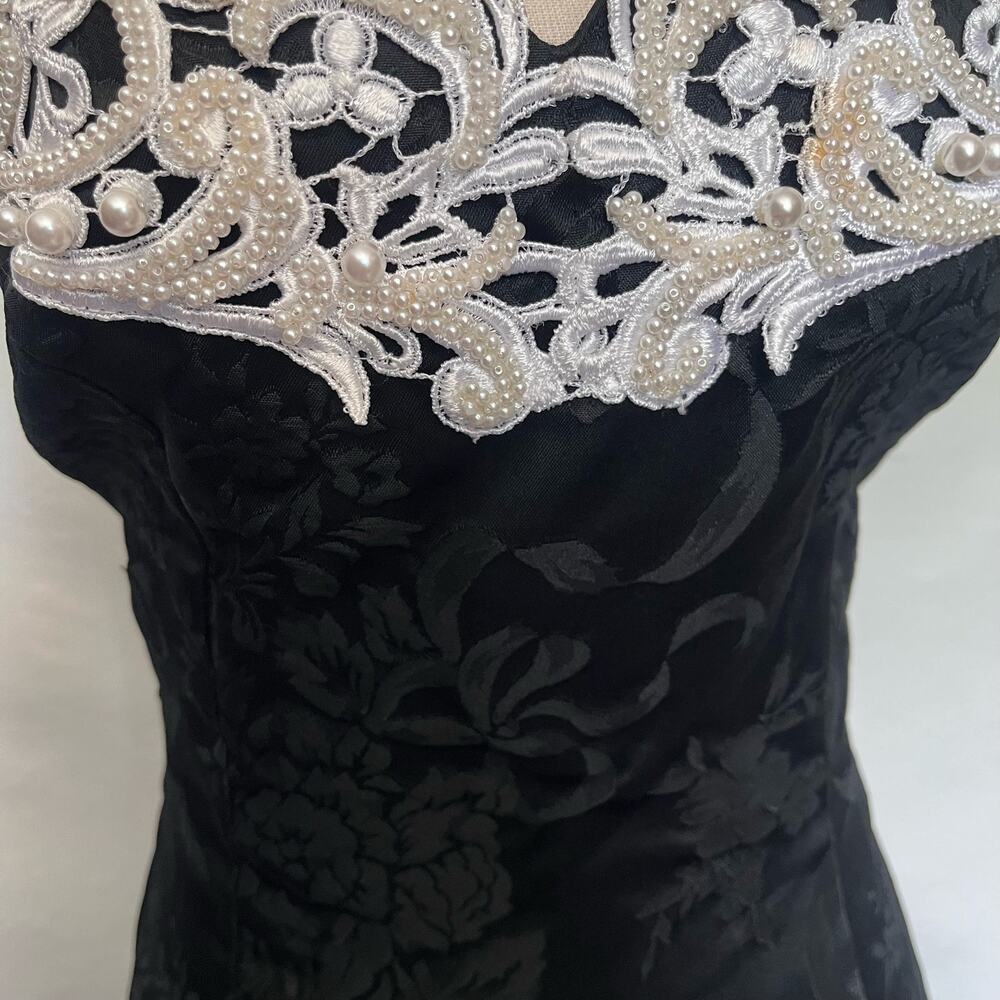 Vtg Y2K Scott McClintock Damask Lace Pearl Dress 6 Gothic Romantic Prom Glam USA - Picture 16 of 16